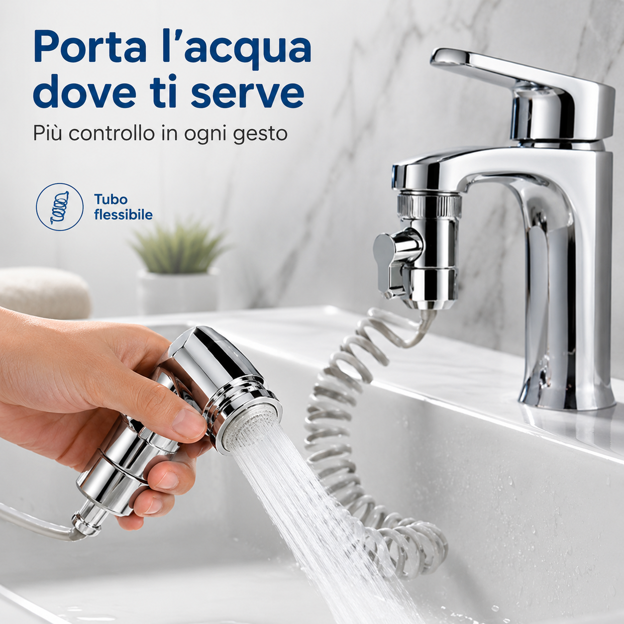 AquaFlex™ – Doccetta Estensibile per Lavandino con Tubo Flessibile