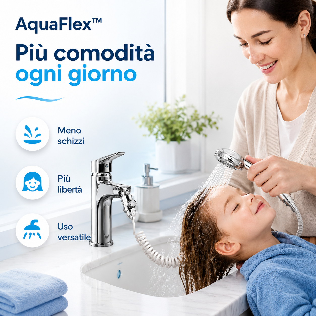 AquaFlex™ – Doccetta Estensibile per Lavandino con Tubo Flessibile