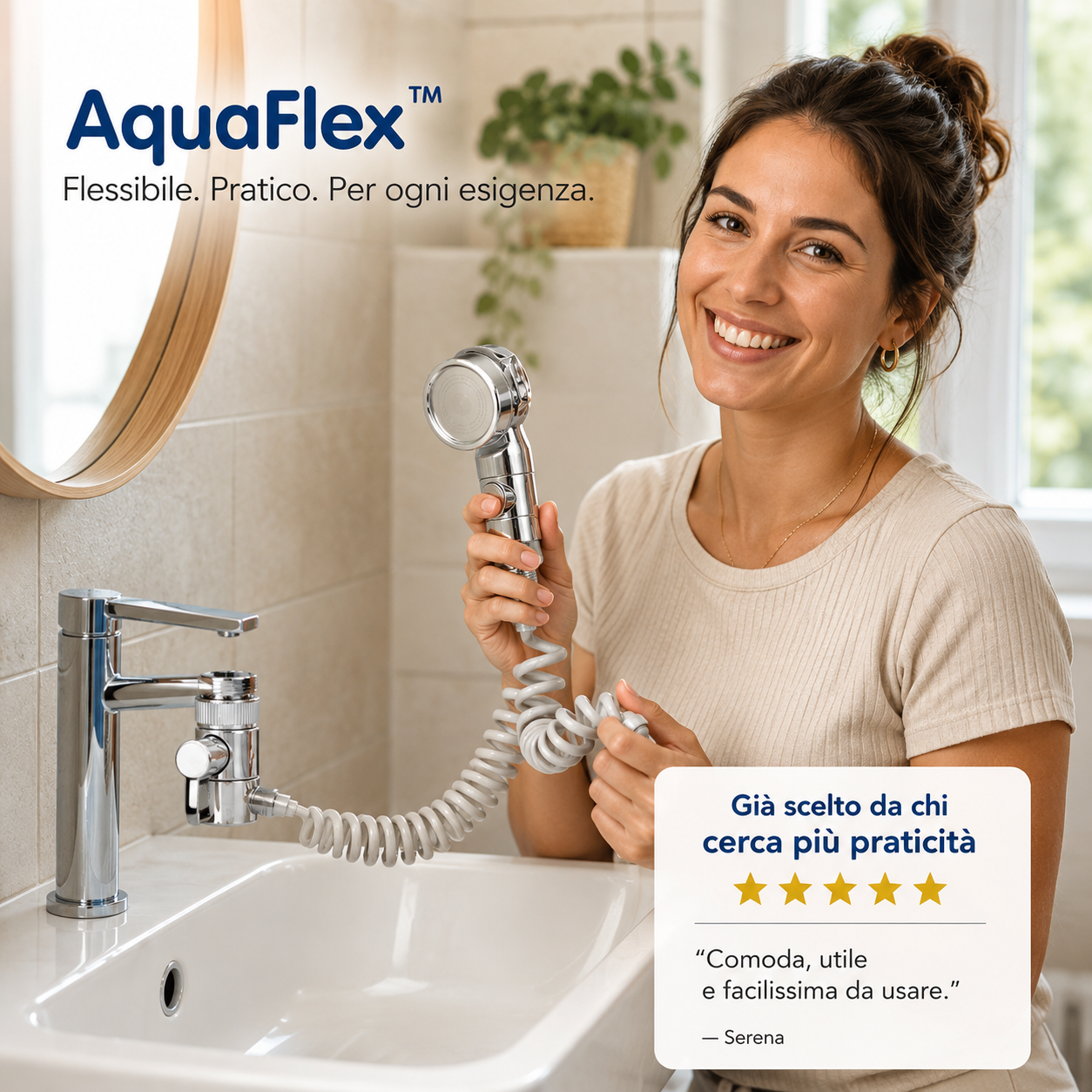 AquaFlex™ – Doccetta Estensibile per Lavandino con Tubo Flessibile