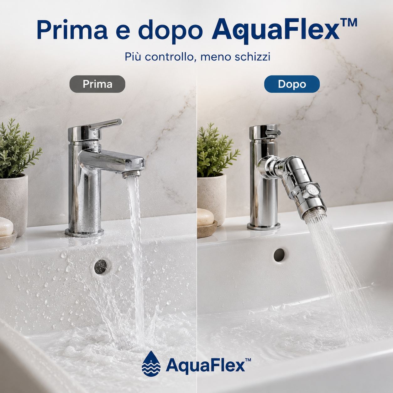 AquaFlex™ – Doccetta Estensibile per Lavandino con Tubo Flessibile