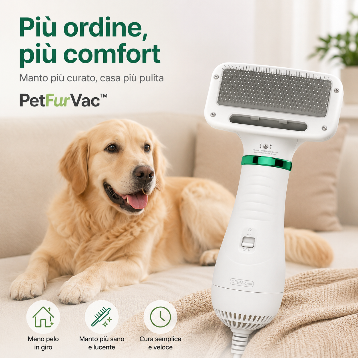 PetFurVac™ – Kit Toelettatura con Aspirazione per Cani e Gatti