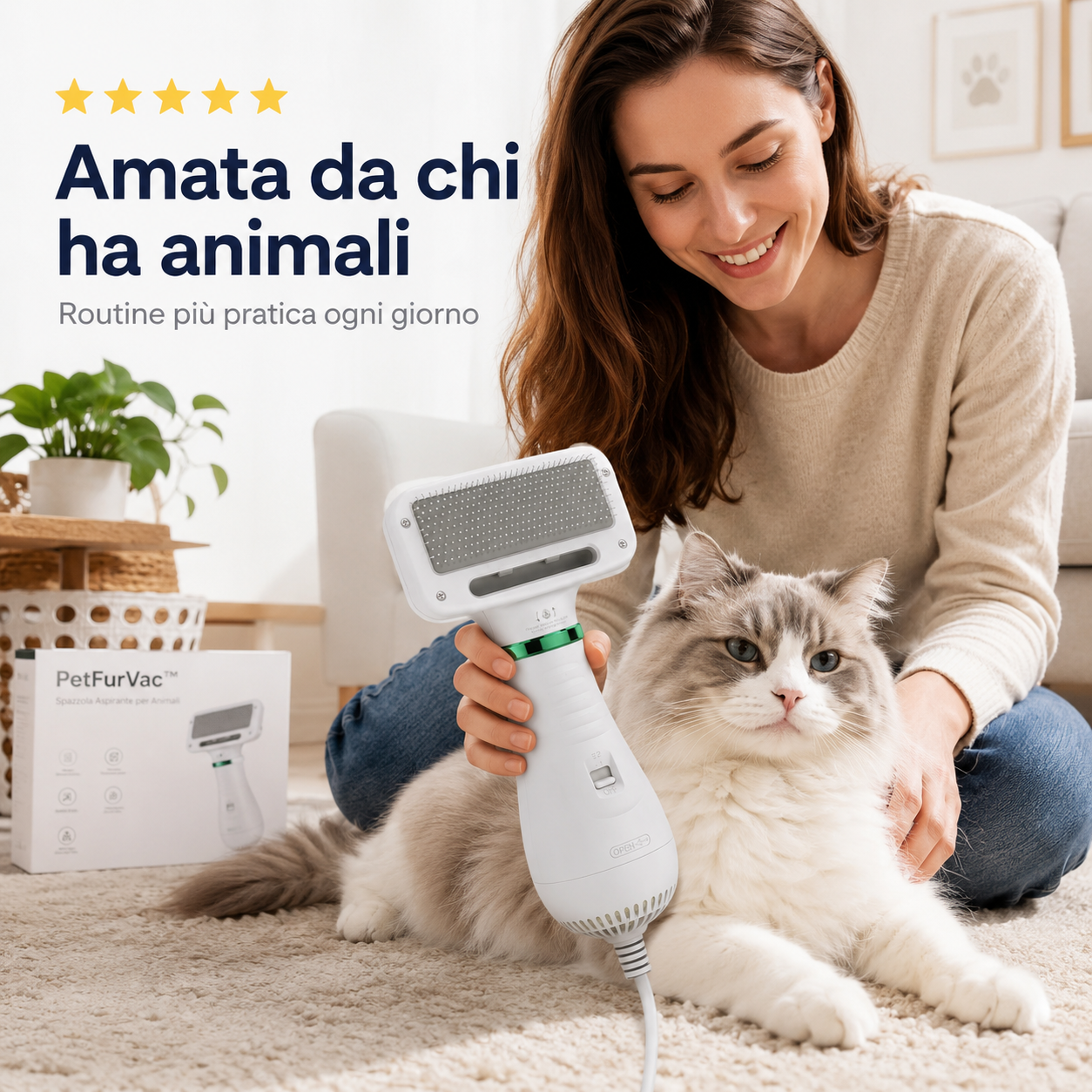 PetFurVac™ – Kit Toelettatura con Aspirazione per Cani e Gatti