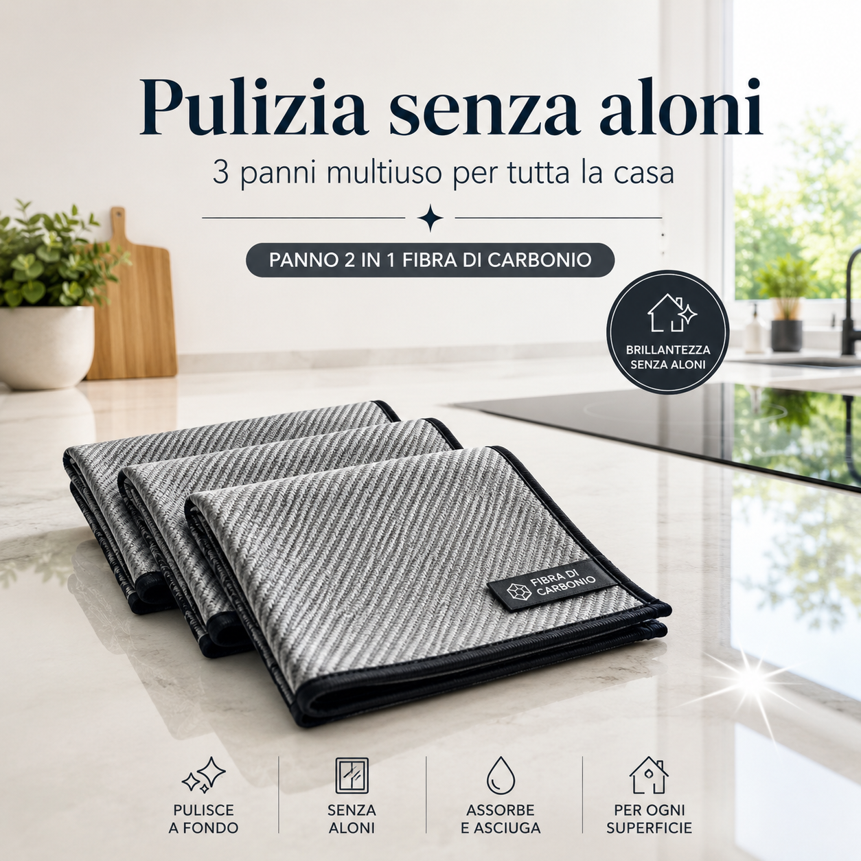 Panno 2 in 1 Fibra di Carbonio – Confezione 3 pezzi