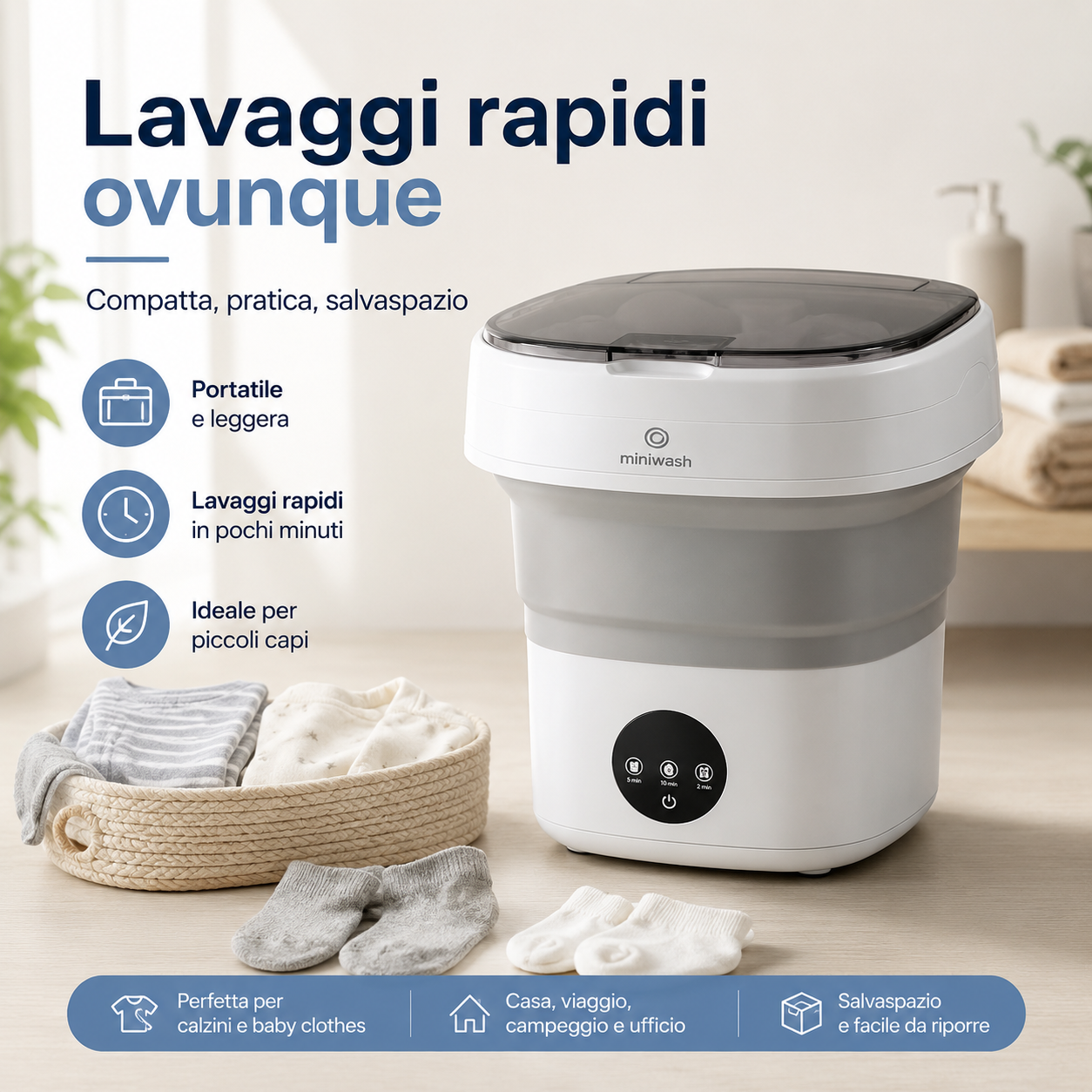 Mini Lavatrice Portatile Compatta